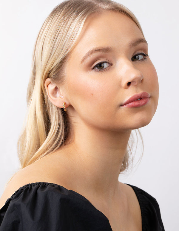Real Gold Plated Twisted Hoop Earrings