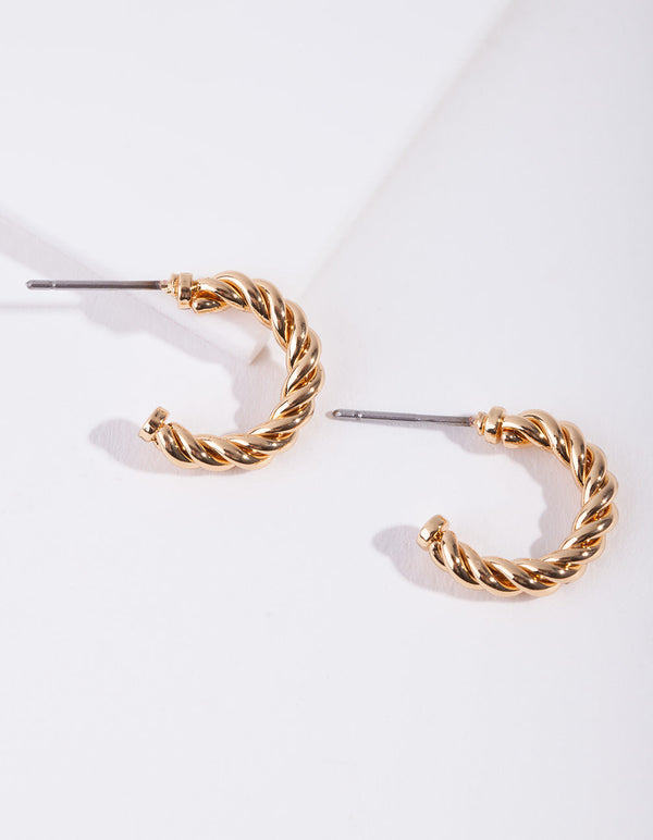 Real Gold Plated Twisted Hoop Earrings