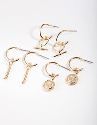 Real Gold Plated Mini Hoop Earring Pack - link has visual effect only