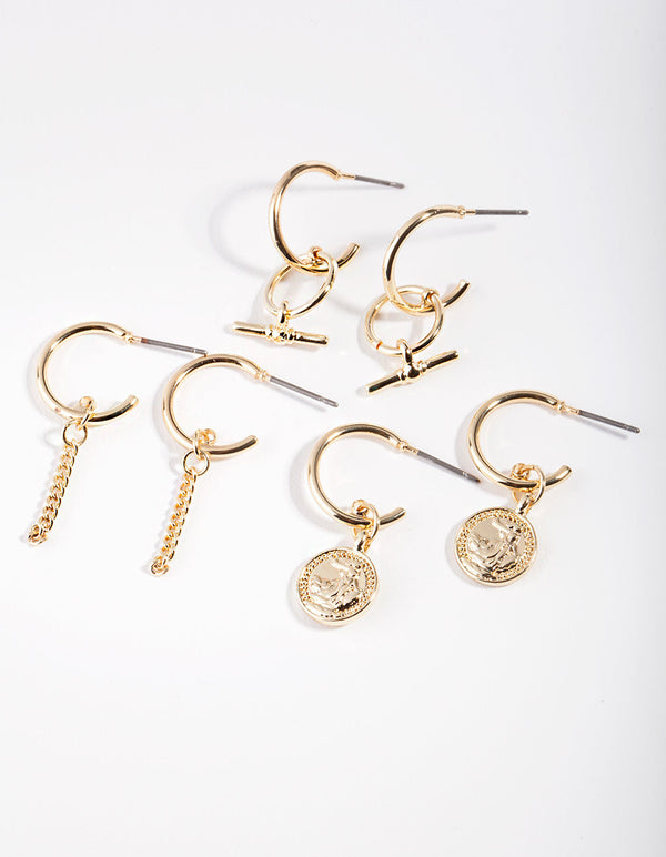 Real Gold Plated Mini Hoop Earring Pack