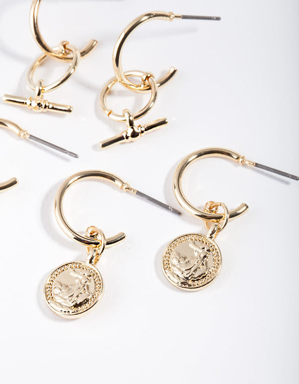 Real Gold Plated Mini Hoop Earring Pack
