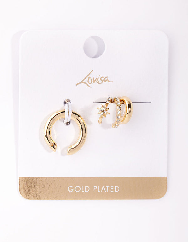 Real Gold Plated Cuff Earring Pack