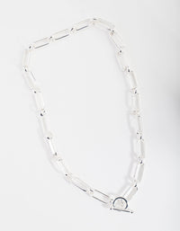 Real Silver Plated 40cm Large Link T and O Necklace - link has visual effect only