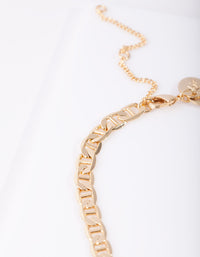 Real Gold Plated Flat Mariner Chain Necklace - link has visual effect only