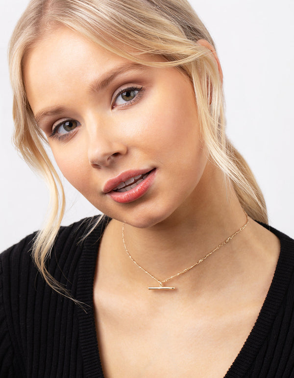 Real Gold Plated Bar Necklace