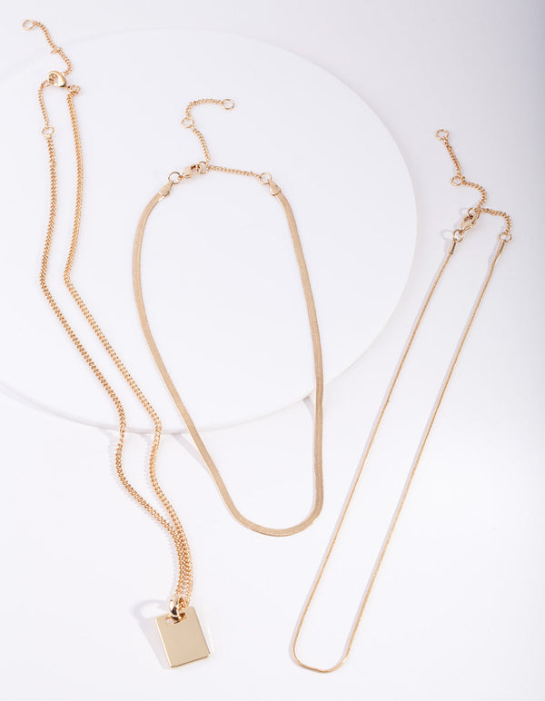 Real Gold Plated Necklace Trio
