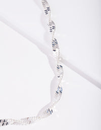 Real Silver Plated Long Twisted Necklace - link has visual effect only