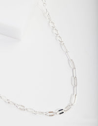 Real Silver Plated 65cm Fine Multi Link Necklace - link has visual effect only