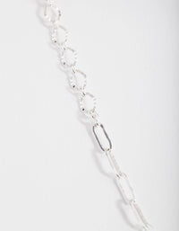 Real Silver Plated 65cm Fine Multi Link Necklace - link has visual effect only