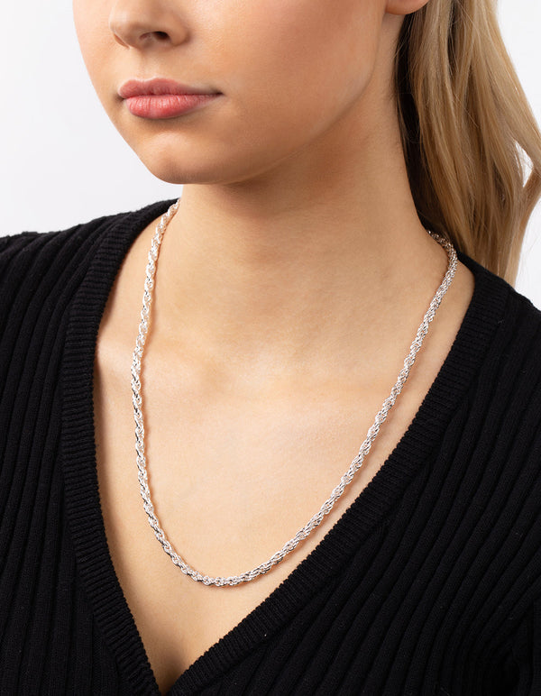 Real Silver Plated Thick Chain Necklace