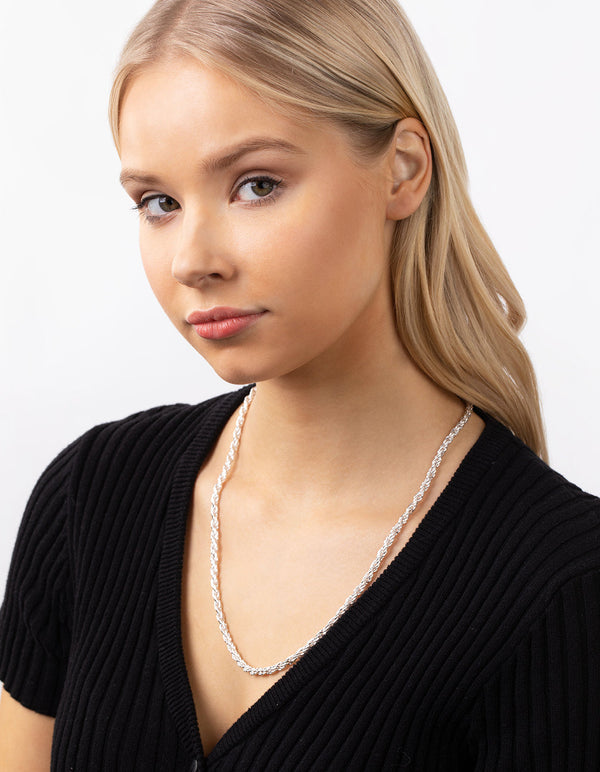 Real Silver Plated Thick Chain Necklace