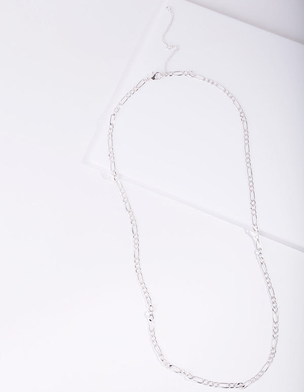 Real Silver Plated 60cm Figaro Chain Necklace