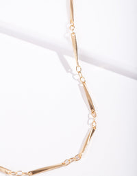 Real Gold Plated Long Rectangle Necklace - link has visual effect only