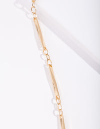 Real Gold Plated Long Rectangle Necklace - link has visual effect only