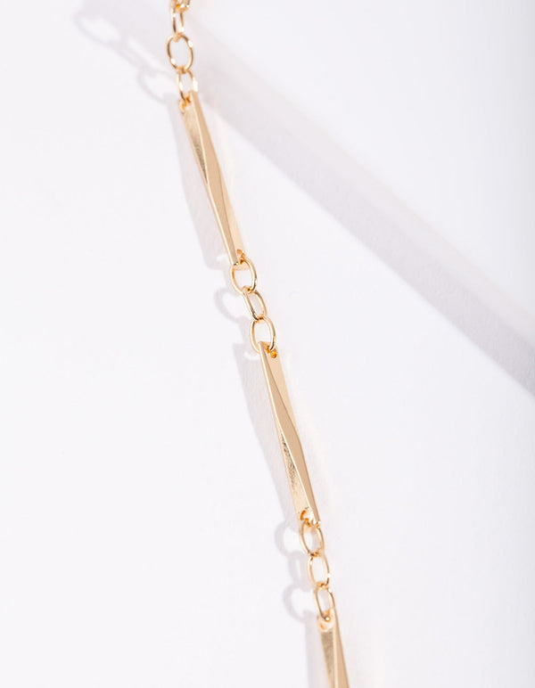 Real Gold Plated Long Rectangle Necklace