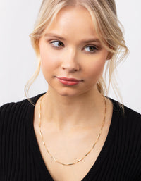 Real Gold Plated Long Rectangle Necklace - link has visual effect only