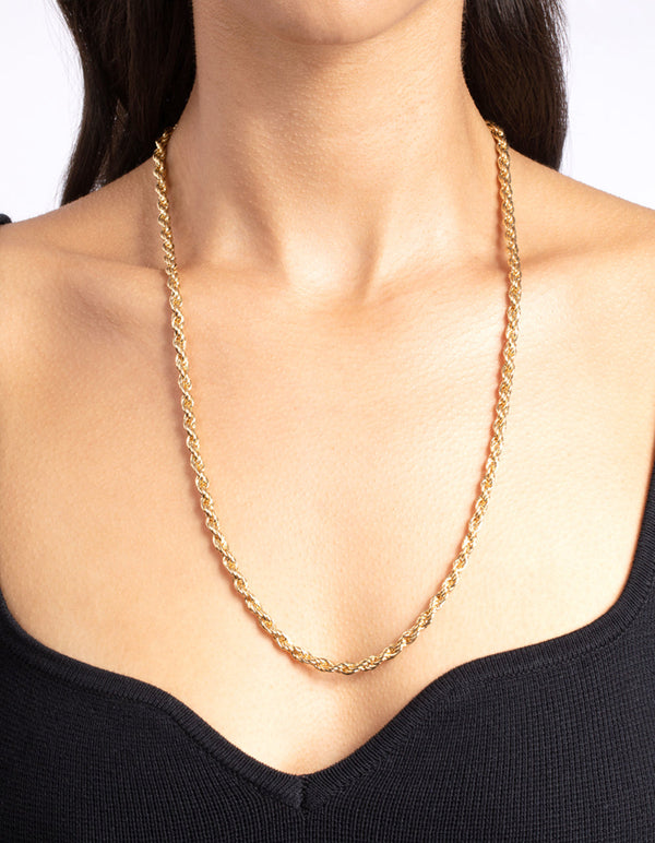 Real Gold Plated 60cm Thick Rope Necklace