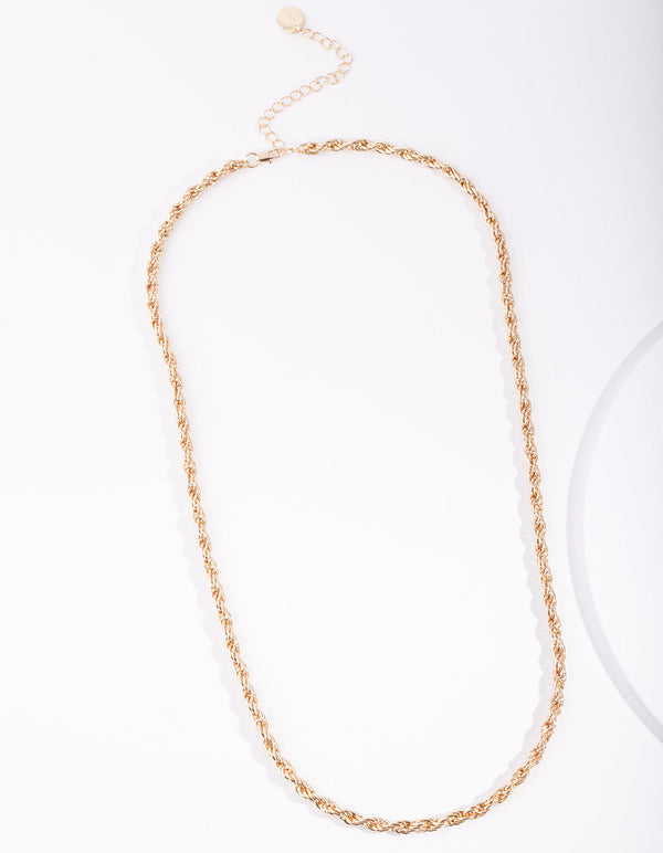 Real Gold Plated 60cm Thick Rope Necklace