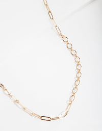 Real Gold Plated 65cm Fine Multi Link Necklace - link has visual effect only