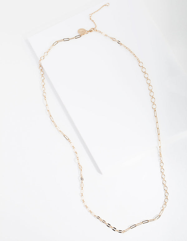 Real Gold Plated 65cm Fine Multi Link Necklace