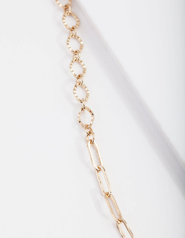 Real Gold Plated 65cm Fine Multi Link Necklace