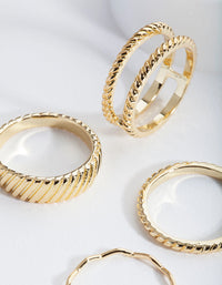 Real Gold Textured Ring 4 Pack - link has visual effect only