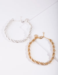 Real Mixed Metal Plated Bracelet Set - link has visual effect only
