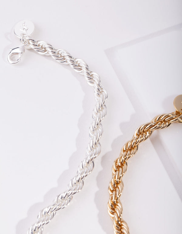 Real Mixed Metal Plated Bracelet Set