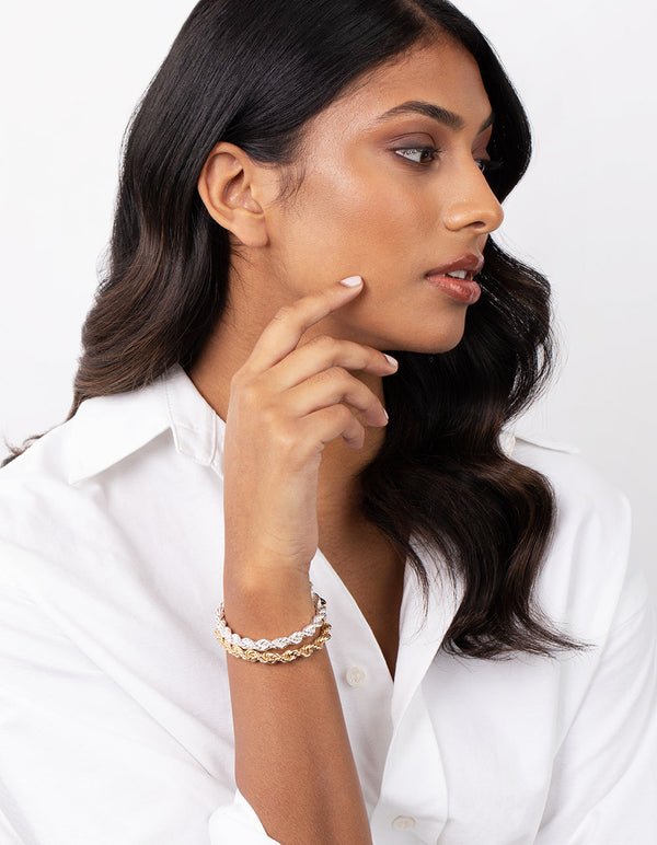 Real Mixed Metal Plated Bracelet Set