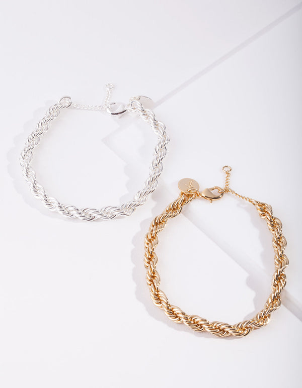 Real Mixed Metal Plated Bracelet Set