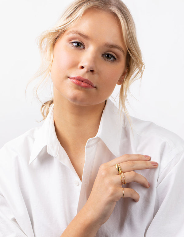 Real Gold Textured Ring 4 Pack