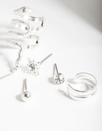 Silver Textured Snake Earring 6 Pack - link has visual effect only