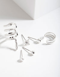 Silver Textured Snake Earring 6 Pack - link has visual effect only