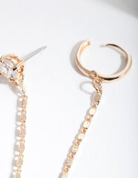 Gold Fancy Chain Stud Huggie Earrings - link has visual effect only
