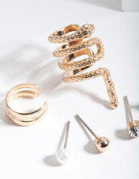 Gold Textured Snake Ear Stack 6 Pack - link has visual effect only