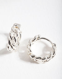 Silver Mini Chain Huggie Earrings - link has visual effect only