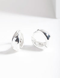 Silver Chunky Oval Huggie Earrings - link has visual effect only