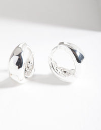 Silver Chunky Oval Huggie Earrings - link has visual effect only
