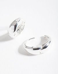 Silver Chunky Oval Huggie Earrings - link has visual effect only