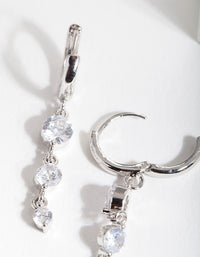 Rhodium Cubic Zirconia Multi Huggie Earrings - link has visual effect only