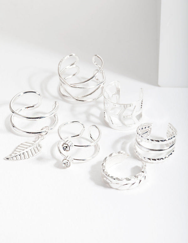 Silver Mixed Leaf Ear Stack