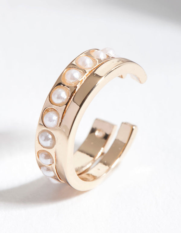 Gold Pearl Mini Bead Ear Cuff