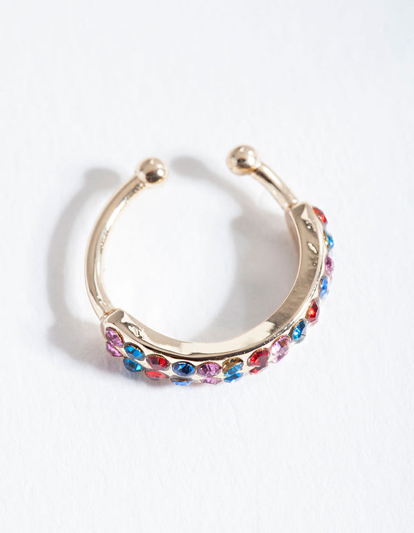 Gold Rainbow Diamante Ear Cuff