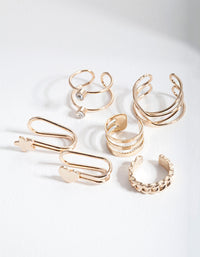 Gold Mixed Texture Ear Cuff 6 Pack - link has visual effect only