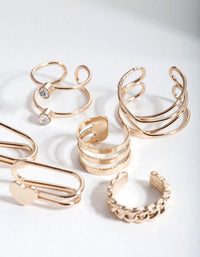Gold Mixed Texture Ear Cuff 6 Pack - link has visual effect only