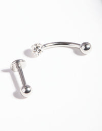Silver Diamante Surgical Steel Cartilage Earring Pack - link has visual effect only