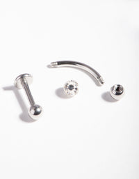 Silver Diamante Surgical Steel Cartilage Earring Pack - link has visual effect only