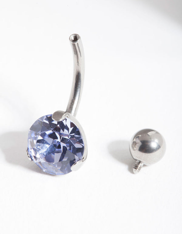Surgical Steel Purple Stone Belly Bar