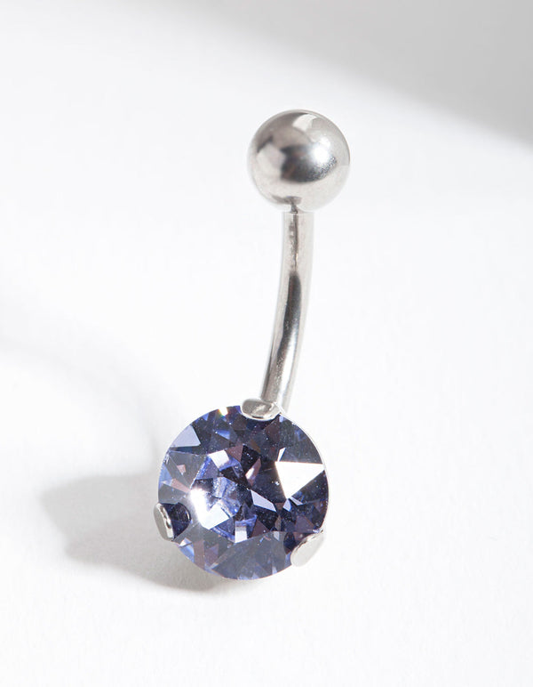 Surgical Steel Purple Stone Belly Bar