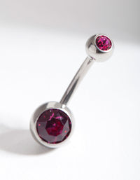 Surgical Steel Double Red Stone Belly Bar - link has visual effect only